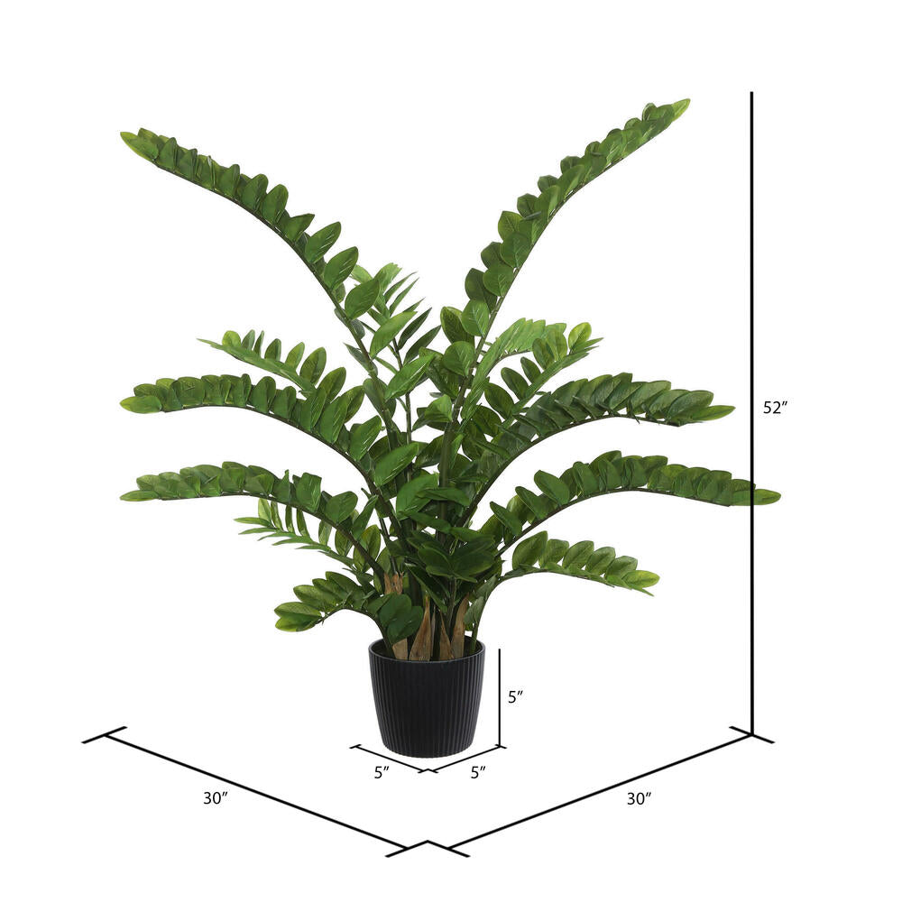 Vickerman 52" Potted Green Zamifolia Artificial Bush.