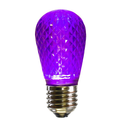 Vickerman S14 LED Purple Faceted Replacement Bulb E26 Nickel Base 10 Bulbs per Pack.