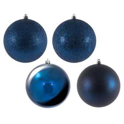 Vickerman 4.75" Midnight Blue 4-Finish Ball Ornament Assortment 4 per Box