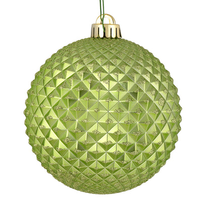 Vickerman 4" Celadon Durian Glitter Ball Ornament 6 per Bag