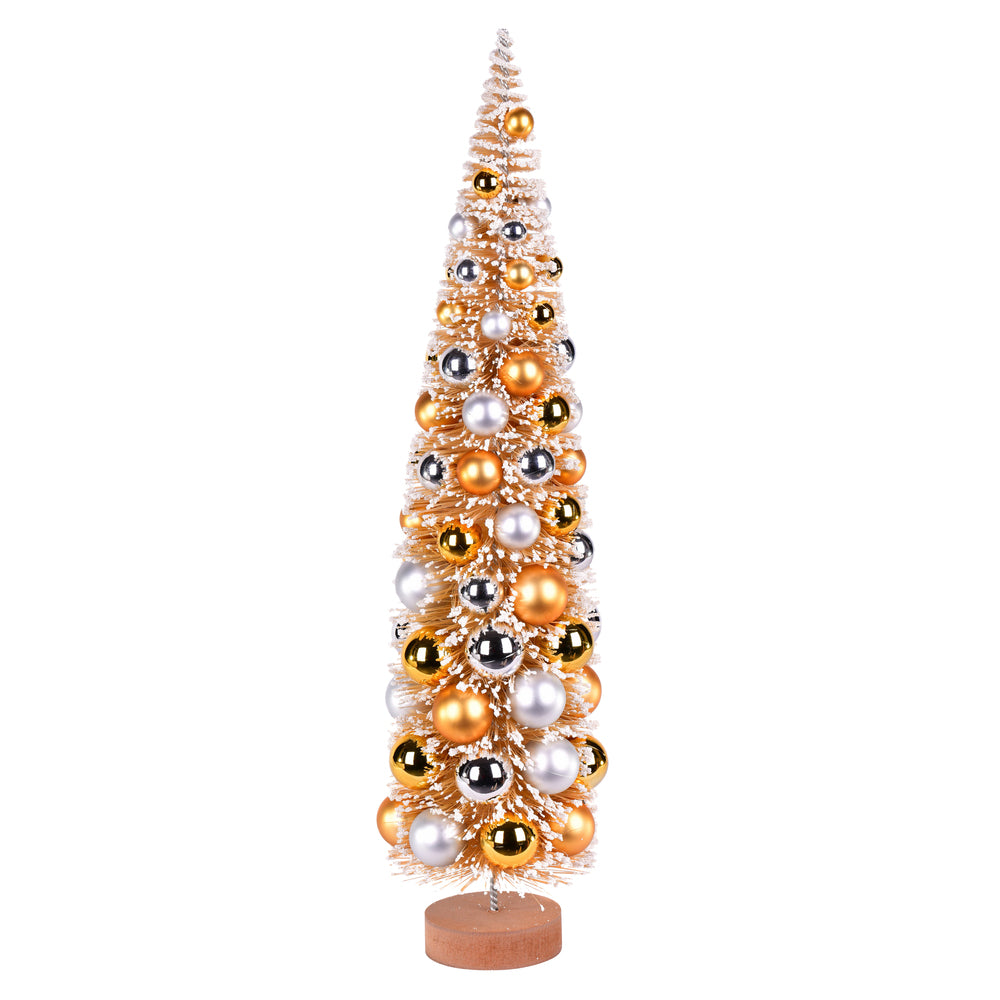 Vickerman 24" Vintage Tabletop Frosted Gold Artificial Christmas Tree Gold Silver Ornament