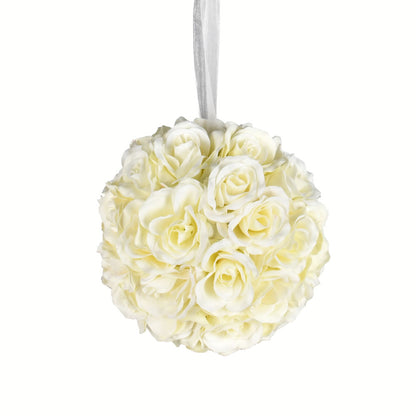 Vickerman 8" Artificial White Rose Ball.