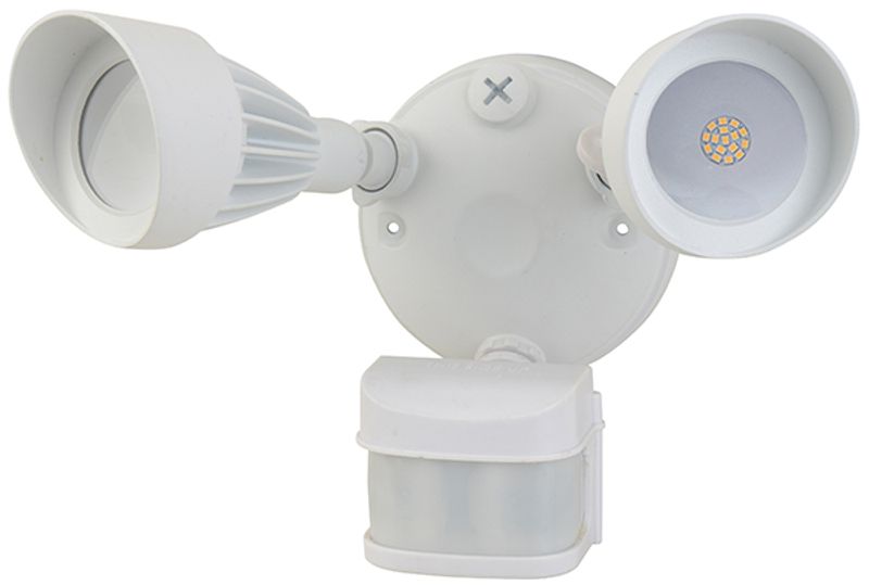 Westgate Security Light, White Housing, IP65,100V~130V, 2 X12W Lamps, 900 Lumens Per Head, 120 Light Ang..., Final Production, 2 X 12W, 2 X 1050 Lumens, 3000K, White Finish