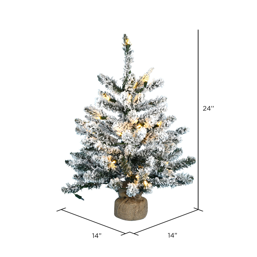 Vickerman 24" Flocked Anoka Pine Artificial Christmas Tree Warm White LED Lights