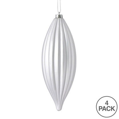 Vickerman 8" Silver Matte Line Finial Ornament Pack of 4