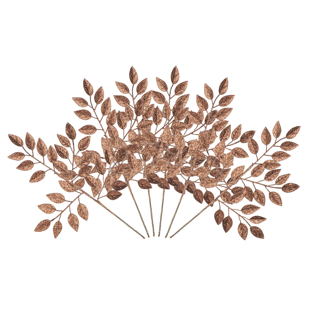 Vickerman 17" Chocolate Camelia Glitter Artificial Christmas Spray. Includes 6 sprays per pack.