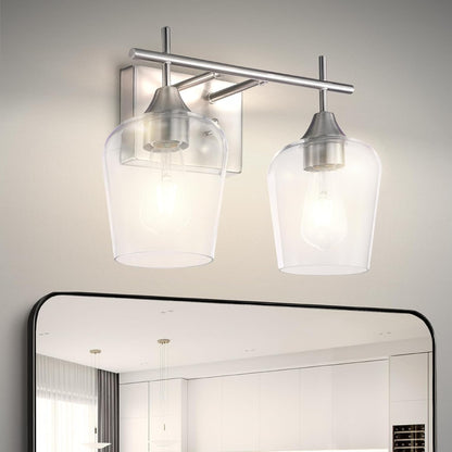 ASD Lighting 2-light Vanity Light 2xE26 60W 120V Clear Glass, Nickel ETL