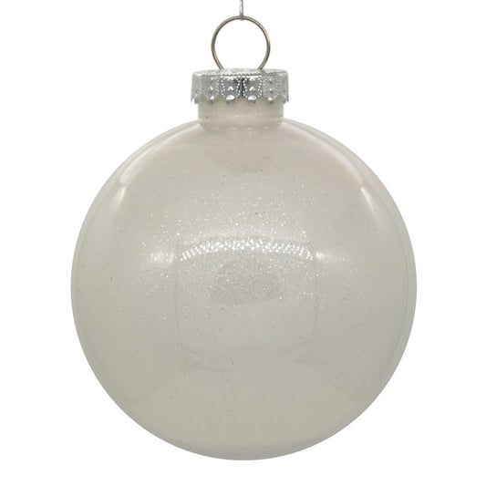 Vickerman 4" Clear Ball Christmas Ornament with White Glitter Interior 6 Pieces per bag