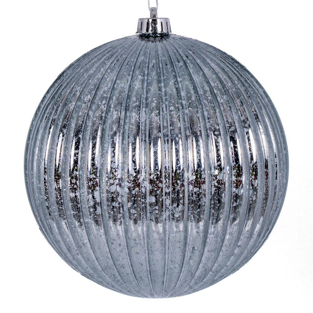 Vickerman 4" Pewter Shiny Lined Mercury Ball Ornament 6 per bag.