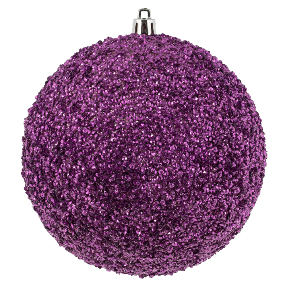 Vickerman 4.75" Pink Beaded Ball Ornament 6 per Bag