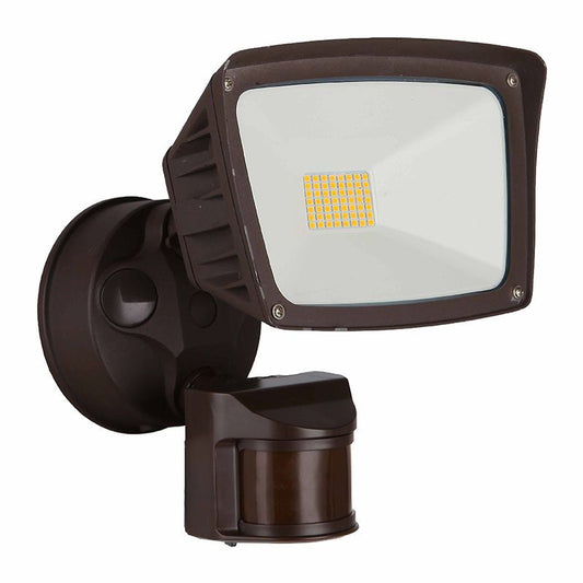 Westgate 40W Flood Light With Base, 120V, 3Cct, TRIAC Dim., Bronze, Outdoor Lighting, 40W, 4800 Lumens, 3000K/4000K/5000K, White Finish