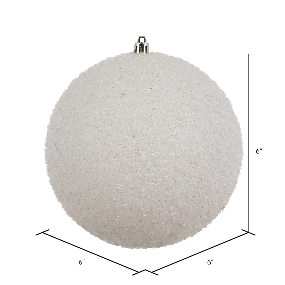 Vickerman 6" White Beaded Ball Ornament 4 per Bag