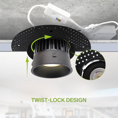 ASD Lighting LED Trimless Downlight Round 6inch 24W 120V Triac 2700/3000/3500/4000/5000K Black ETL Energy Star