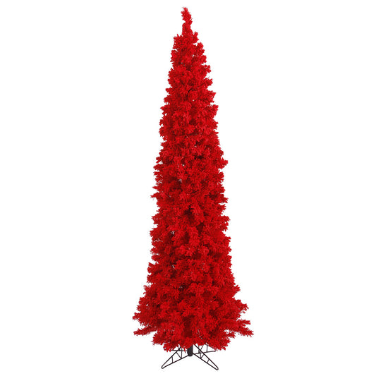 Vickerman 10' Flocked Red Pencil Fir Artificial Christmas Tree Unlit