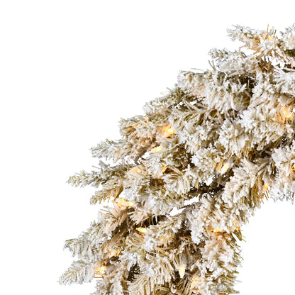 Vickerman 24" Frosted Gold Artificial Christmas Wreath Warm White Dura-lit LED Lights