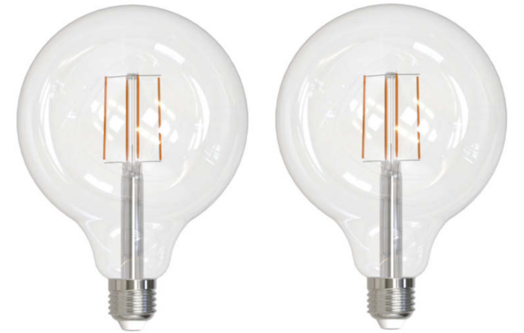 Bulbrite 862094 LED Filament Pack of (2) 8.5 Watt Dimmable G40 Light Bulb with Clear Glass Finish and Medium (E26) Base - 4000K (Cool White Light), 800 Lumens