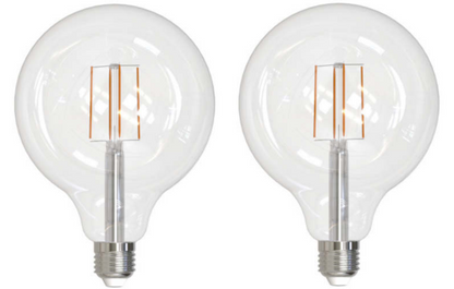 Bulbrite 862094 LED Filament Pack of (2) 8.5 Watt Dimmable G40 Light Bulb with Clear Glass Finish and Medium (E26) Base - 4000K (Cool White Light), 800 Lumens