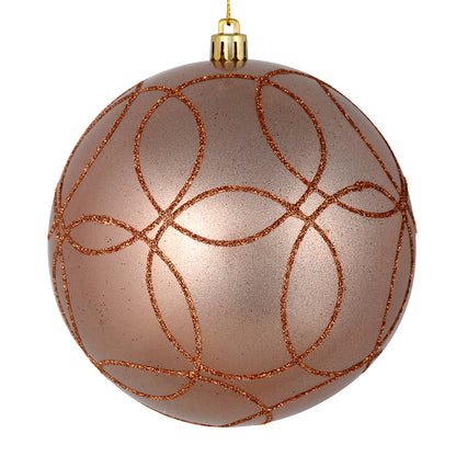 Vickerman 6" Rose Gold Candy Ornament with Circle Glitter Pattern 3 per Bag