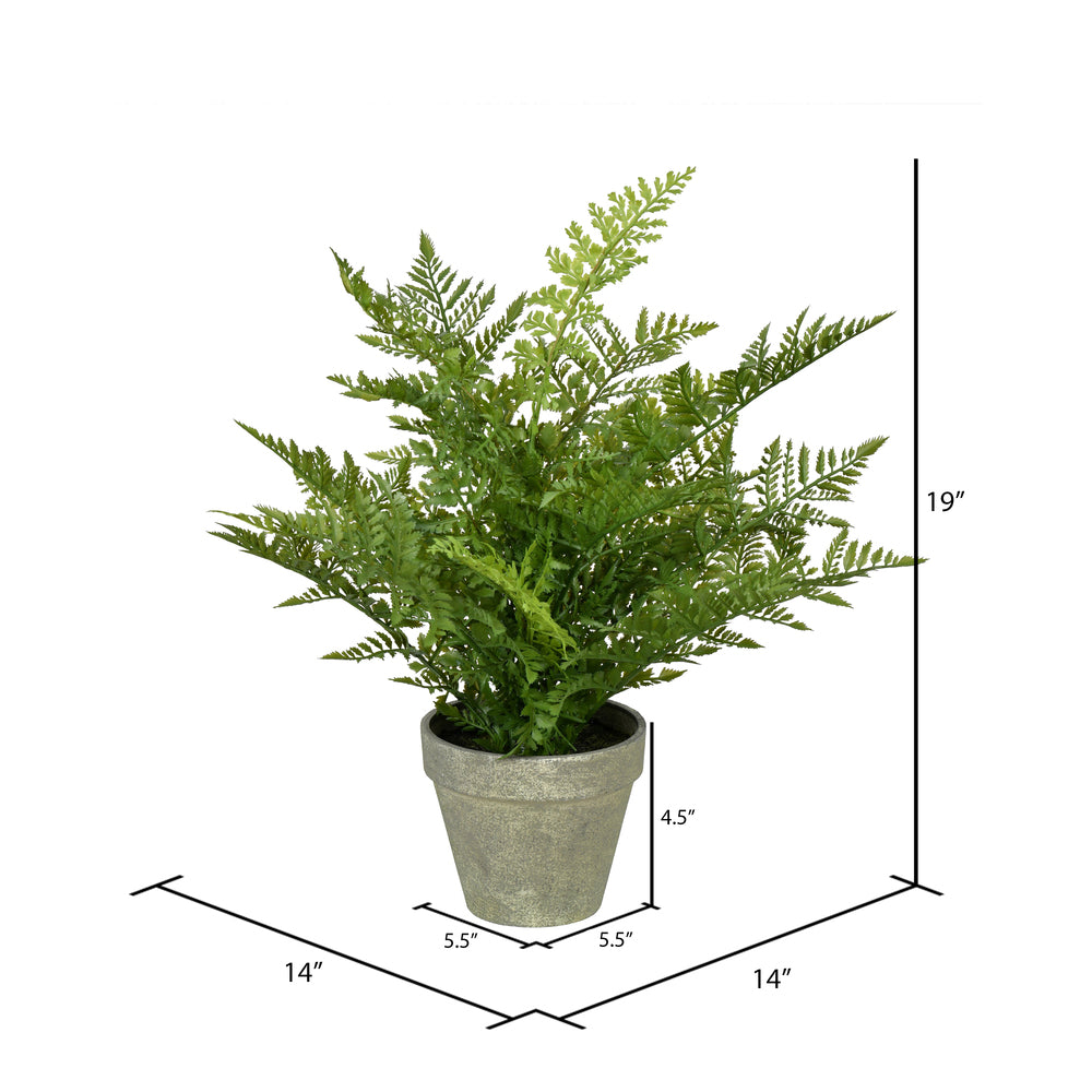 Vickerman 19" Artificial Green Potted Fern.