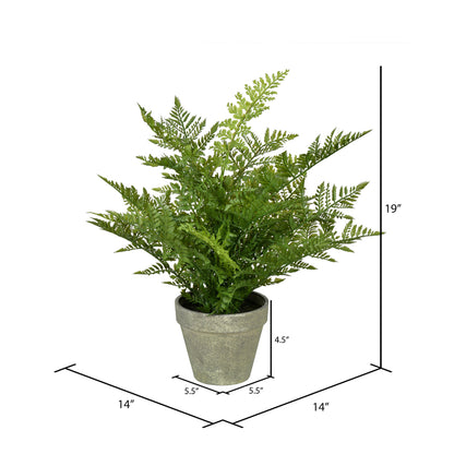 Vickerman 19" Artificial Green Potted Fern.