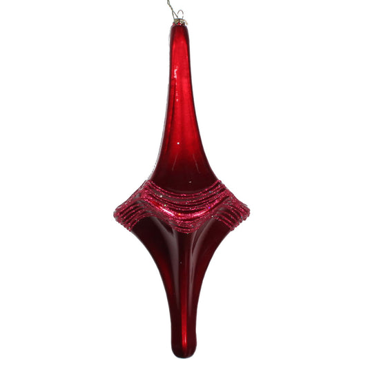 Vickerman 12" Wine Candy Glitter Drop Ornament. This ornament is the perfect addition to any holiday decorating project. Each ornament features a drilled cap with threaded wire for easy decorating.