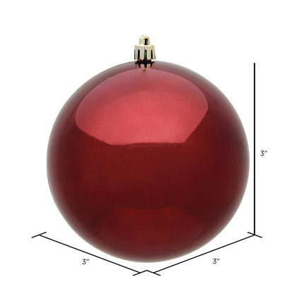 Vickerman 3" Burgundy Shiny Ball Ornament 12 per Bag