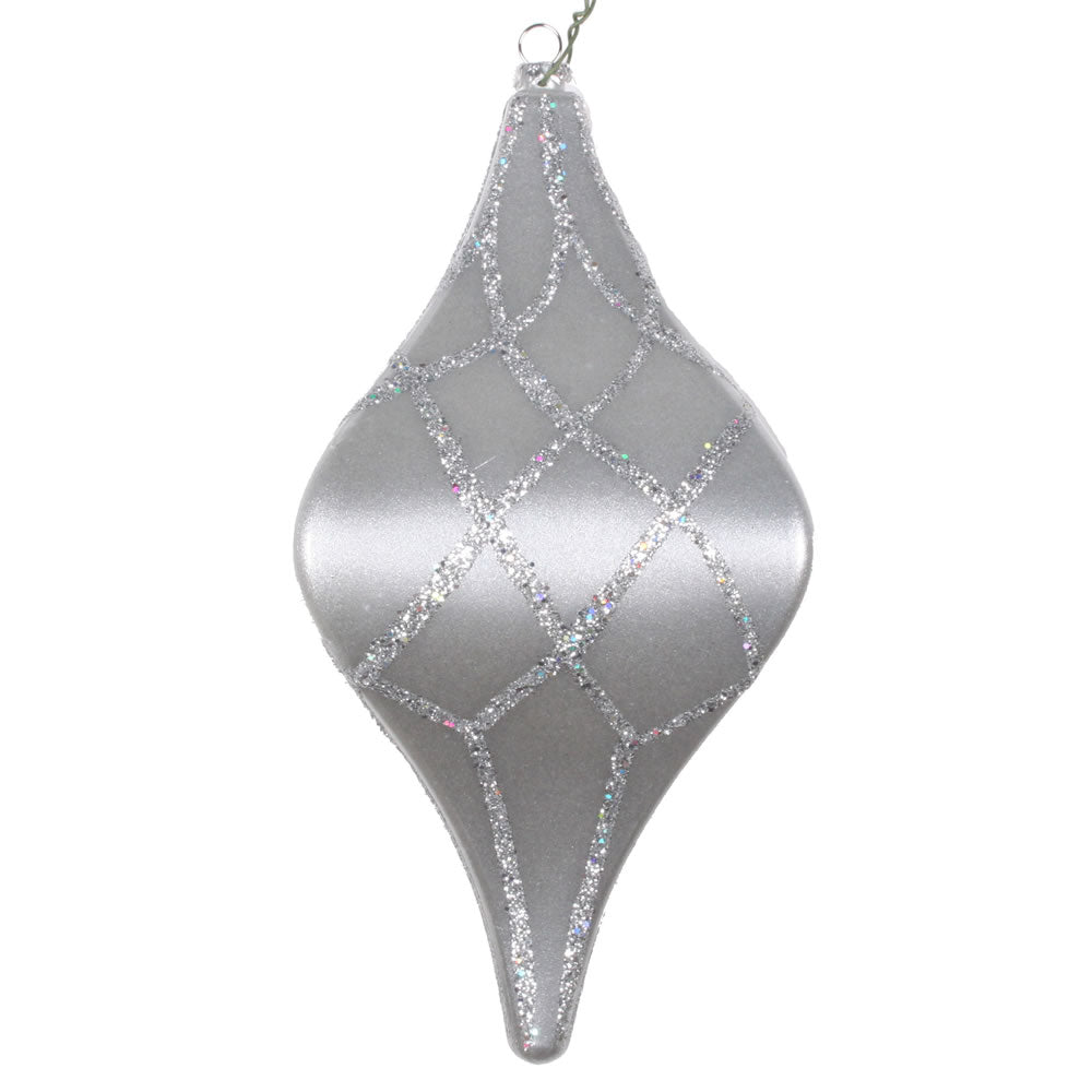 Vickerman 8" Silver Candy Glitter Net Drop Christmas Ornament