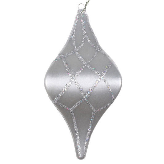 Vickerman 8" Silver Candy Glitter Net Drop Christmas Ornament