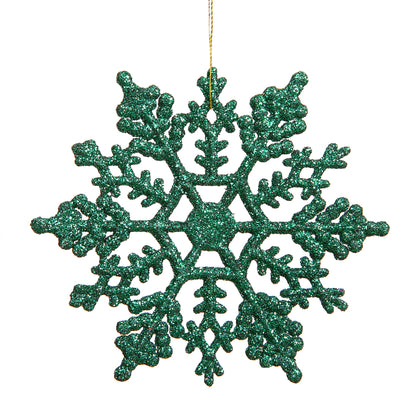 Vickerman 8" Green Glitter Snowflake Christmas Ornament 12 per Box