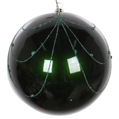 Vickerman 6" Emerald Candy Finish Curtain Ornament with Glitter Accents 3 per Bag
