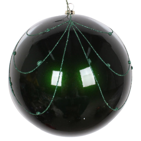Vickerman 6" Emerald Candy Finish Curtain Ornament with Glitter Accents 3 per Bag