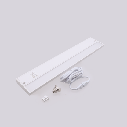 ASD Lighting LED Under Cabinet Linear 18" 8W 120V Dimmable CCT Selectable 2700/3000/4000K Hardwired or Plug-in, Linkable, Hi/Low Switch, White UL