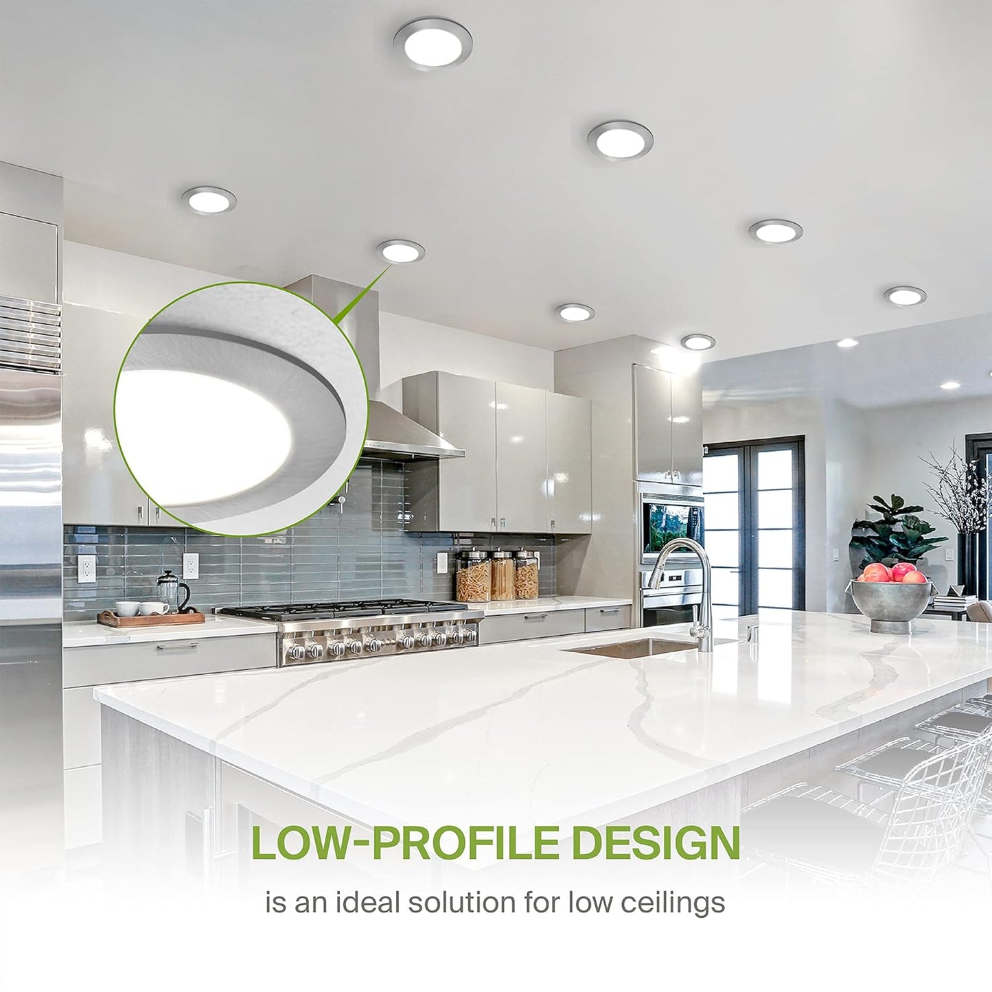 ASD Lighting LED Round Recessed Mini Panel 4" 12W 120V Dimmable CCT Selectable 2700/3000/3500/4000/5000K Brushed Nickel UL Energy Star 6pack
