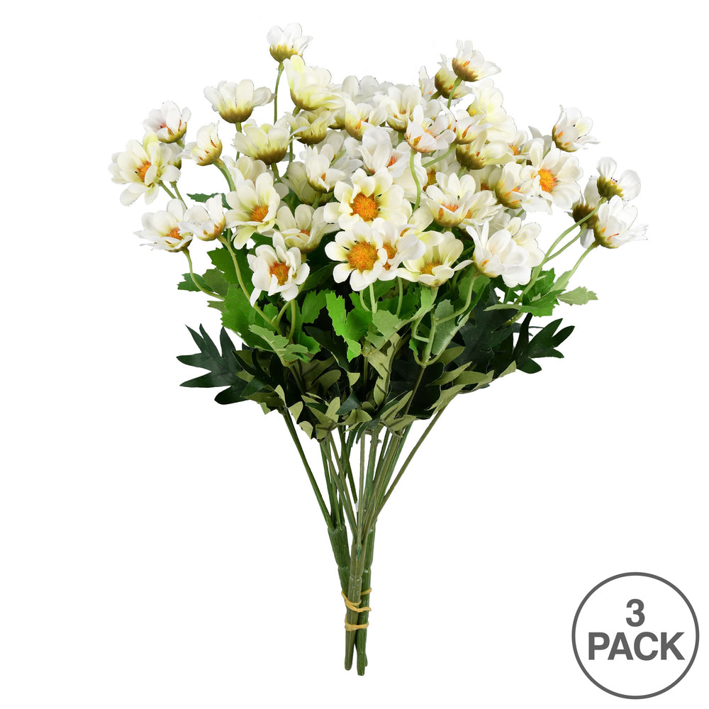 Vickerman 14.5" Artificial White Wild Daisy Bush Set of 3