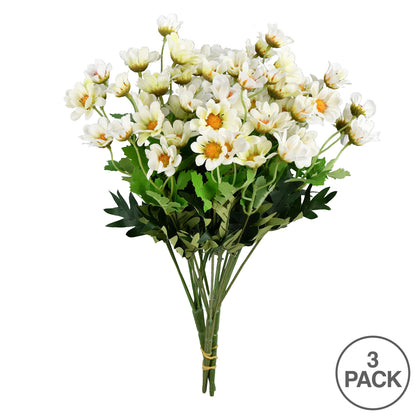 Vickerman 14.5" Artificial White Wild Daisy Bush Set of 3