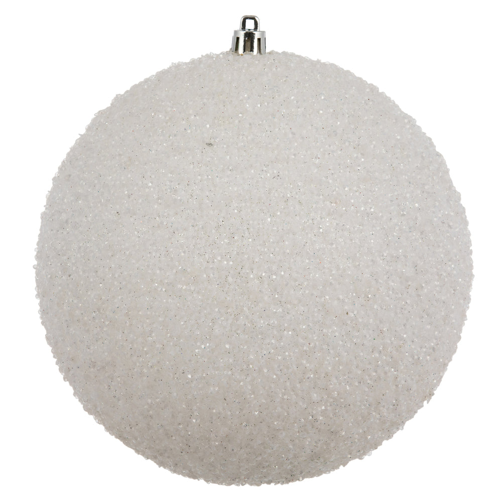 Vickerman 8" White Beaded Ball Ornament 2 per Bag