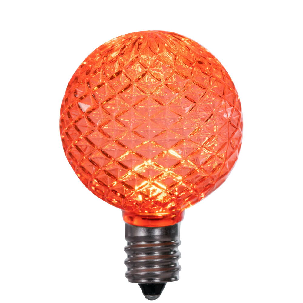 Vickerman G40 LED Orange Bulb E12 Nickel Base120V .6 Watts package of 25