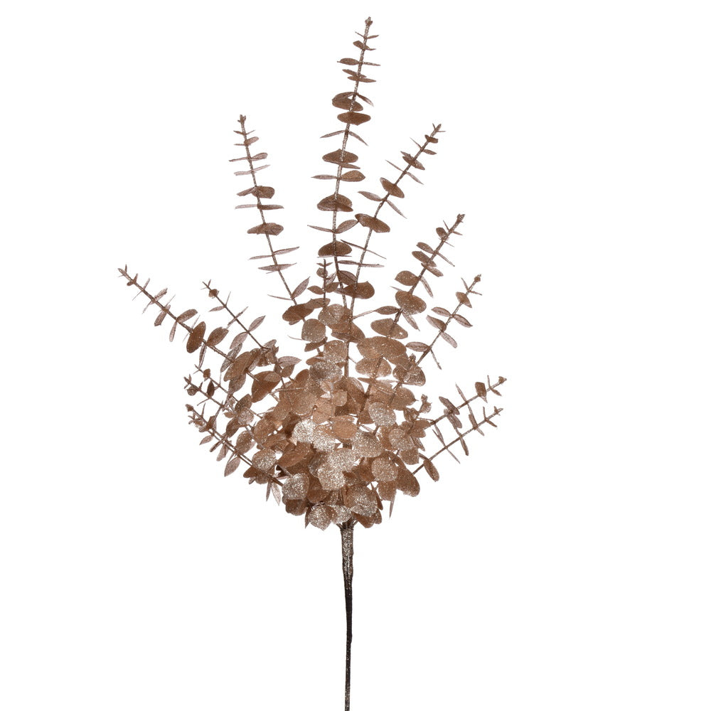 Vickerman 28" Café Latte Artificial Eucalyptus Glitter Spray 2 per bag.