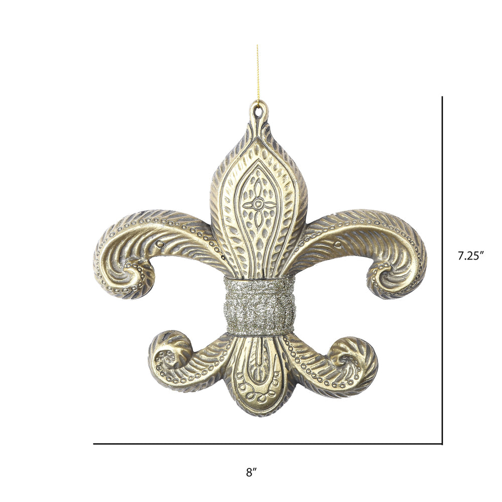 Vickerman 7.3" Gold Antique Fleur-de-lis Christmas Ornament Pack of 2