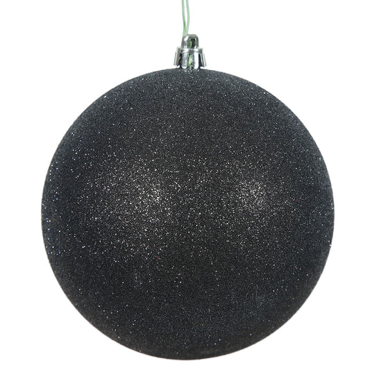 Vickerman 4" Black Glitter Ball Ornament 6 per Bag