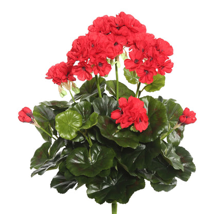 Vickerman 15.25" Artificial Red Polyester Geranium Bush.