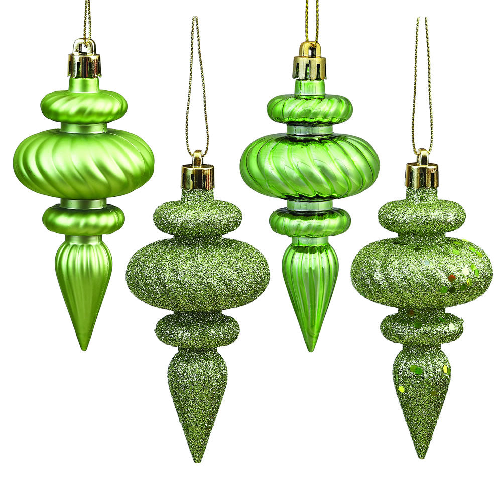 Vickerman 4" Celadon 4-Finish Finial Ornament 8 per Box