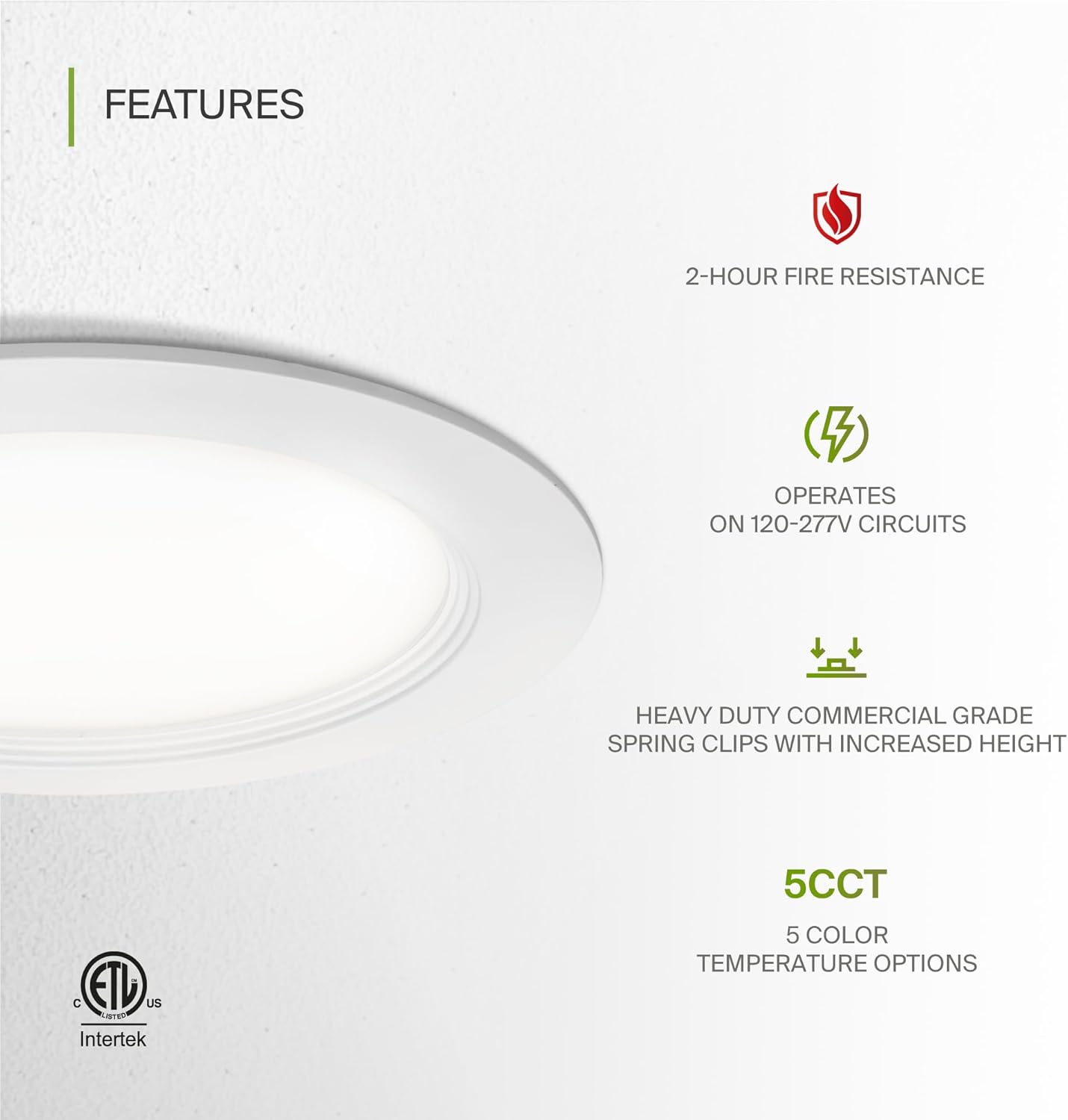 ASD Lighting LED Recessed Mini Panel Fire Rated Round 6inch 15W 120-277V 0-10V Dimmable 2700/3000/3500/4000/5000K with Baffle Trim White ETL Energy Star