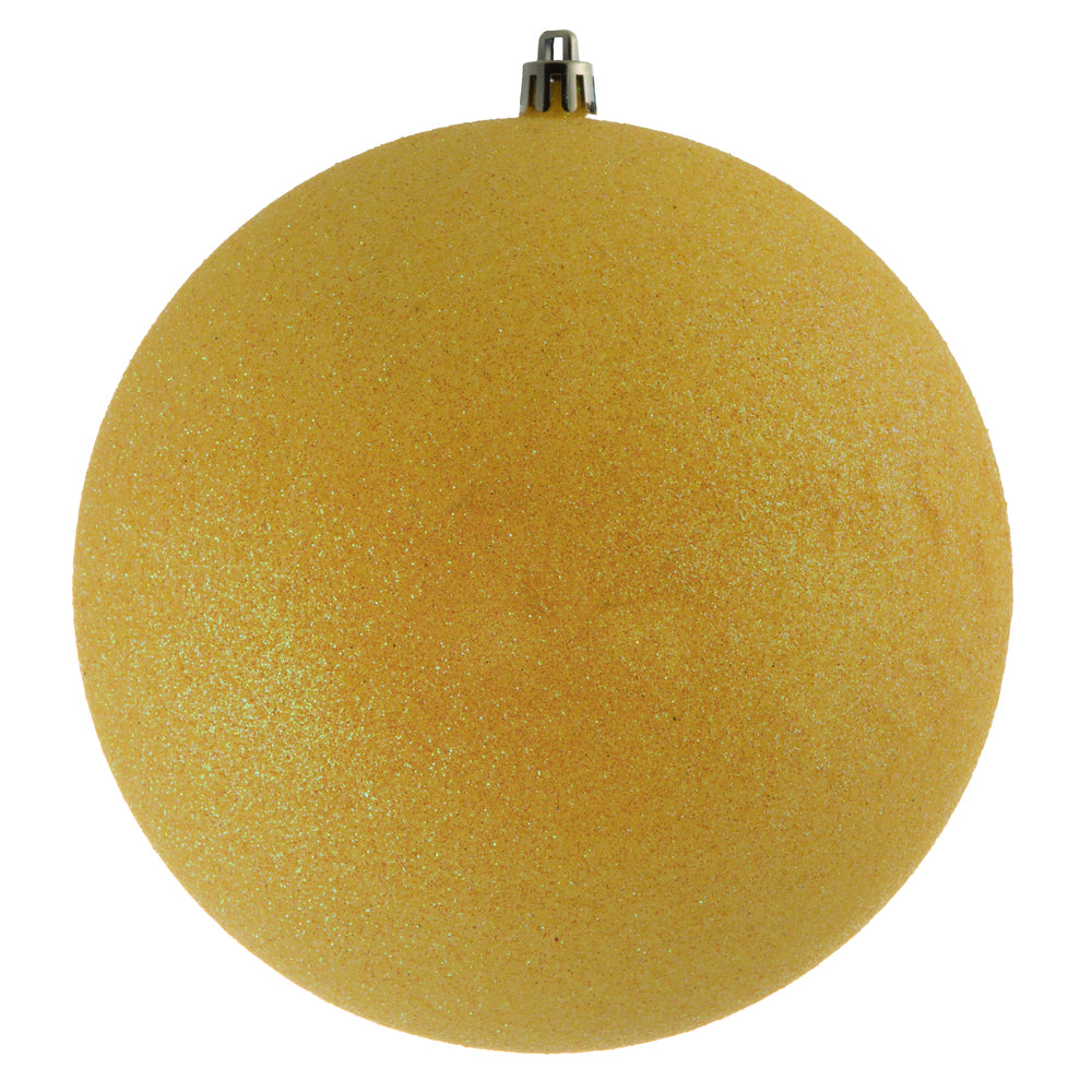 Vickerman 6" Yellow Glitter Ball Ornament 4 per Bag