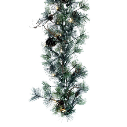 Vickerman 9' Dakota Artificial Christmas Garland Warm White Dura-lit LED Mini Lights