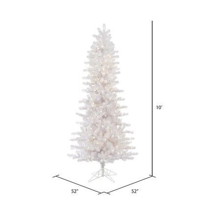 Vickerman 10' Crystal White Pine Slim Artificial Christmas Tree Pure White LED Lights