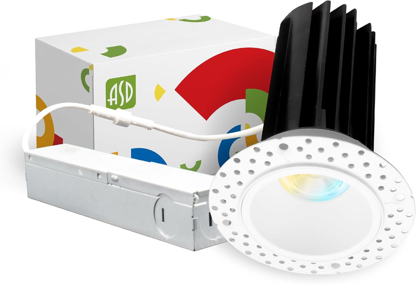 ASD Lighting LED Trimless Downlight Round 2inch 15W 120-277V 0-10V Dimmable 2700/3000/3500/4000/5000K White ETL Energy Star