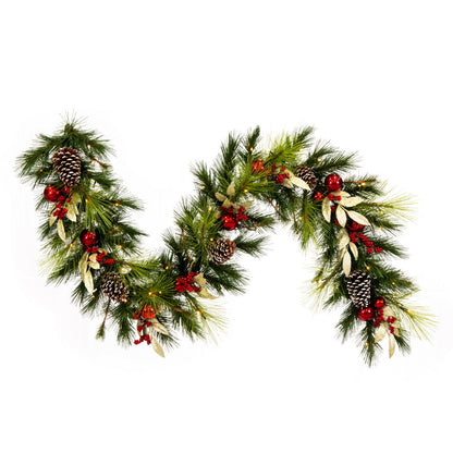Vickerman 6' x 16" Artificial Christmas Garland Battery Operated Warm White Lights