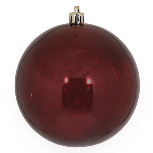 Vickerman 4" Burgundy Shiny Mercury Ball Ornament 6 per Bag.