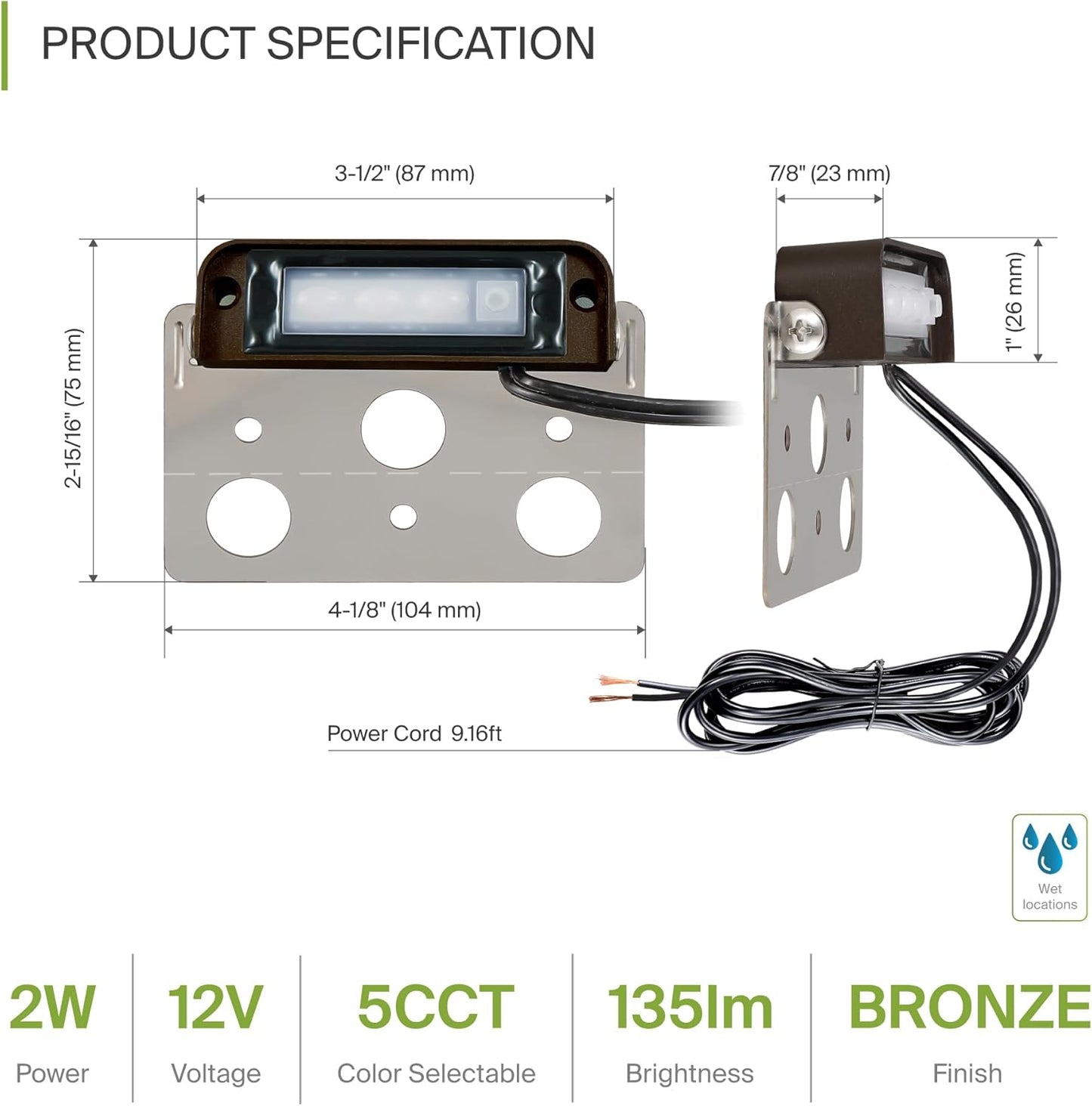 ASD Lighting LED Hardscape Light Swivel 4inch 2W 12V Non-Dimmable 2200K/2700K/3000K/4000K/5000K Bronze ETL 4 pack